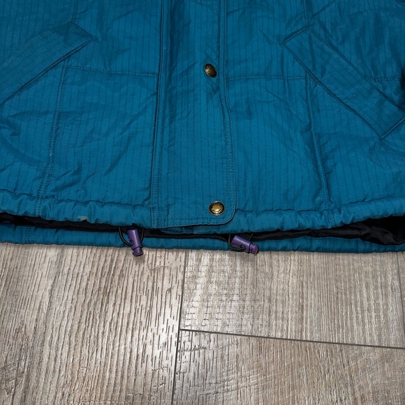 Vintage Woolrich teal pin striped puffer jacket ski coat parka 80s bomber - Picture 3 of 9